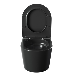 Vas wc suspendat Tornado Elite Black Matt, rimless cu capac din duroplast cu softclose - Img 10