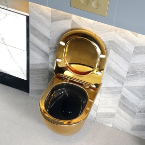 Vas WC suspendat Yuzu Gold, rimless cu capac softclose - Img 6