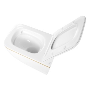 Vas WC suspendat Yuzu Tornado White & Gold, rimless cu capac softclose - Img 8