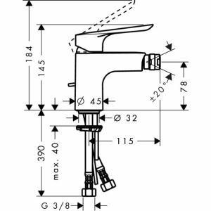 Baterie bideu Hansgrohe Logis E monocomanda crom lucios - Img 2