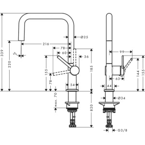 Baterie bucatarie monocomanda Hansgrohe Talis M54 U 220 Eco cu 1 jet - Img 2