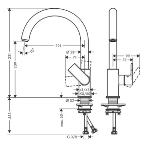 Baterie bucatarie monocomanda Hansgrohe Vernis Shape M35 210 cu 1 jet - Img 2