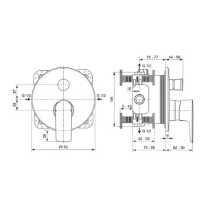 Baterie cada - dus incastrata Ideal Standard Connect Air argintiu Silver Storm fara corp ingropat - Img 3