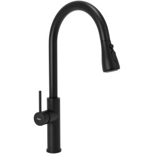 Baterie De Bucatarie REA NEST, Montaj Pe Chiuveta, Capat Ajustabil, Monocomanda, Inaltime 48.5 Cm, Negru - Img 1