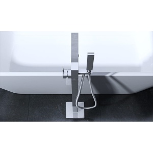 Baterie De Sine Statatoare PRO CUBIC, Monatj pe Pardoseala Finisaj Crom , Design Minimalist - Img 2