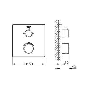 Baterie dus incastrata cu termostat Grohe Grohtherm 2 iesiri negru mat patrat - Img 3