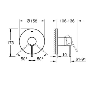 Baterie dus incastrata Grohe Essence auriu lucios Cool Sunrise fara corp ingropat - Img 4
