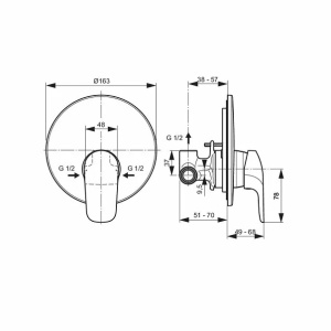 Baterie dus incastrata Ideal Standard Ceraflex cu corp ingropat crom - Img 3