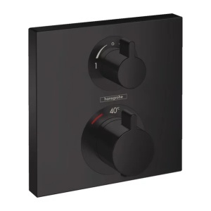 Baterie dus termostatata Hansgrohe Ecostat Square cu montaj incastrat 2 functii negru mat