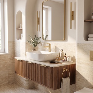 Baterie joasa pentru lavoar Rea Grace Brush Gold - Img 5