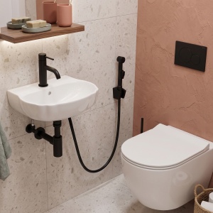 Baterie lavoar cu dus bidetta Rea Lungo negru mat - Img 6