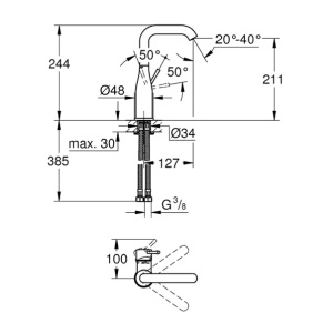 Baterie lavoar Grohe Essence L negru mat Phantom Black - Img 4