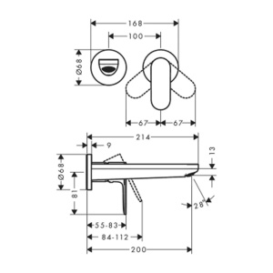 Baterie lavoar incastrata PRO HANSGROHE REBRIS S,negru mat - Img 2