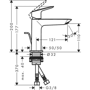 Baterie lavoar monocomanda negru mat Hansgrohe Logis 110 - Img 2