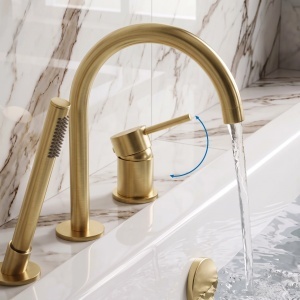 Baterie pentru cada cu 3 orificii Rea Lungo Brush Gold - Img 7