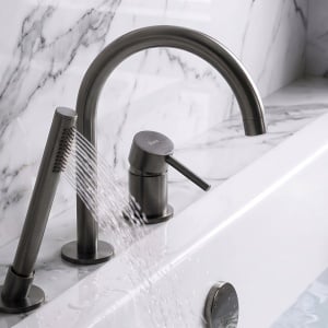 Baterie pentru cada cu 3 orificii Rea Lungo titan periat - Img 6