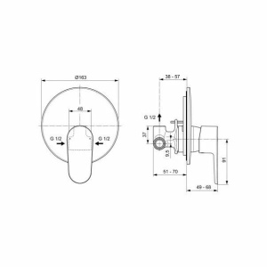 Baterie pentru dus Ideal Standard Cerafine O incastrata negru/crom - Img 2