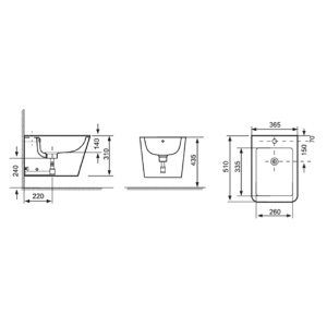 Bideu suspendat Fluminia, porțelan sanitar, negru mat, 51 x 36,5 cm - Img 6