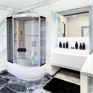 Cabina de dus cu hidromasaj, Dimensiune 120x80,Stanga , cu Peretii din Spate Albe - Img 12