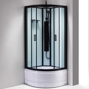 Cabina de dus cu hidromasaj, rame negre cadita alba Nina 90 x 90 cm - Img 3