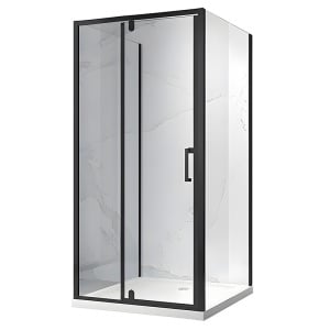 Cabina de dus din sticla securizata cu rame negre si 3 pereti KZ23D 100 x 100 cm
