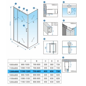 Cabina de dus dreptunghiulara crom, din sticla securizata cu cadita de dus alba slim KZ06D-ST03C 120 x 80 cm - Img 10