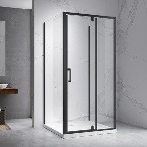 Cabina de dus dreptunghiulara cu 3 pereti din sticla securizata si rame negre KZ23D 100 x 90 cm - Img 7