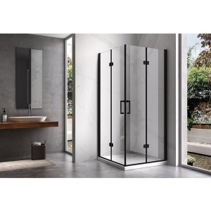 Cabina de dus dreptunghiulara cu rame negre si cadita de dus alba KZ12A-ST03E 90 x 80 cm - Img 6