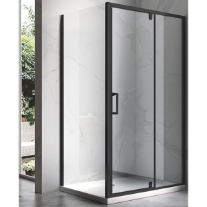 Cabina de dus dreptunghiulara din sticla securizata 6 mm cu rame negre KZ07C 120 x 90 cm - Img 7