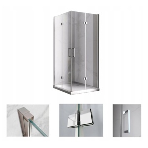 Cabina de dus dreptunghiulara din sticla securizata cu rame cromate si cadita de dus alba KZ12-ST03E 90 x 80 cm - Img 18