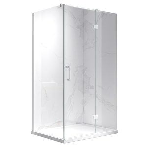 Cabina de dus dreptunghiulara din sticla securizata si rame albe KZ03A 100 x 90 cm - Img 3