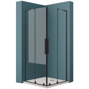 Cabina de dus glisanta Veldman Kolorado Duo negru 80 x 90 cm sticla 8 mm