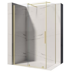 Cabina de dus glisanta Veldman Prima auriu periat 130 x 70 cm sticla 8 mm