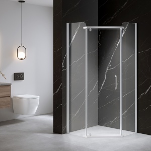 Cabina de dus KZ91B Pentagonala 90x90cm, Design Modern , Culoare Alb - Img 6