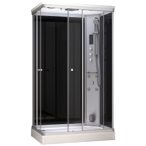 Cabină de dus neagra cu hidromasaj și saună cu aburi MUE-AR1280-2R, 120 x 80 x 217 cm