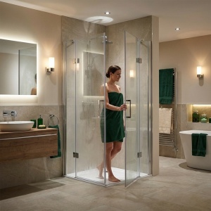Cabina de dus patrata de colt KZ25 crom 80 x 80 cm sticla 6 mm - Img 15
