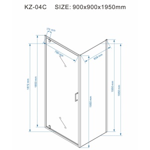Cabina de dus patrata din sticla securizata 6 mm si rame aurii KZ04C 90 x 90 cm - Img 10