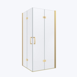 Cabina de dus patrata din sticla securizata 6mm rame aurii si 2 usi batante KZ08B 80 x 80 cm - Img 3