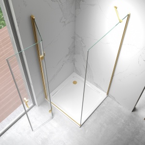 Cabina de dus patrata din sticla securizata 6mm si rame aurii KZ20B 80 x 80 cm - Img 5
