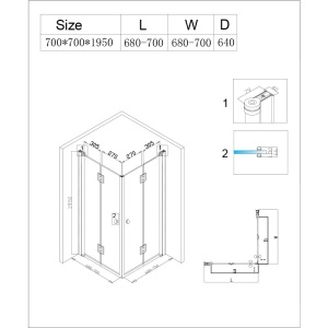 Cabina de dus patrata din sticla securizata rama cromata KZ1270A 70x70 cm - Img 11