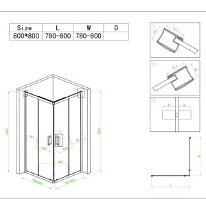Cabina de dus patrata din sticla securizata si rame cromate KZ93A 80 x 80 cm - Img 19