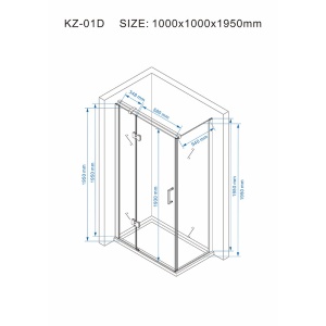 Cabina de dus patrata din sticla securizata si rame cromate ZES-KZ01D 100 x 100 cm - Img 10