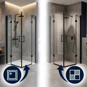 Cabina de dus patrata KZ25 negru mat 90 x 90 cm sticla 6 mm - Img 8