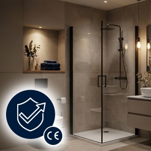Cabina de dus patrata KZ29 negru mat 90 x 90 x 195 cm sticla 6 mm - Img 2