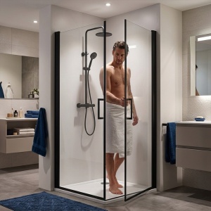 Cabina de dus patrata KZ29 negru mat 90 x 90 x 195 cm sticla 6 mm - Img 22