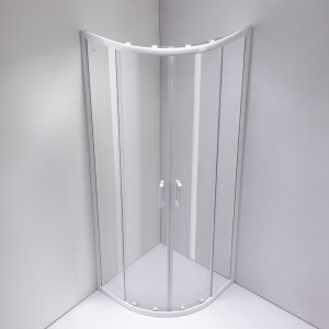 Cabina de dus pentagonal cu rame albe mat si cadita alba slim KZ94B/ST01B 90 x 90 cm - Img 8