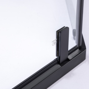 Cabina de dus pentagonala cu rame negre sticla securizata si cadita neagra BS07A/SXL07A 80 x 80 cm - Img 13
