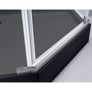 Cabina de dus pentagonala din sticla securizata cu cadita neagra inclusa KZ91B-SXL07B 90 x 90 cm - Img 4