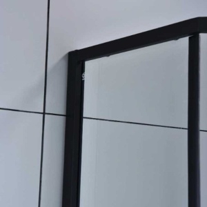 Cabina de dus pentagonala din sticla securizata cu rame negre si cadita alba slim inclusa KZ4026B/ST07B 90 x 90 cm - Img 8