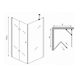 Cabina de dus pliabila Veldman Arizona One negru mat 90 x 80 cm sticla 6 mm - Img 8